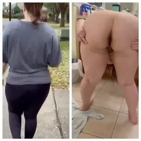 Wife built for breeding. Now neighbors can see that brown asshole hidden under those pants