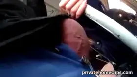 Cock Touch Girl's Hand On A Tram