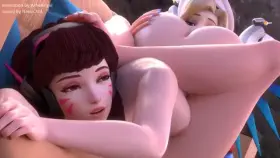 Mercy holding D.va down with her feet