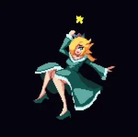 pixel art GIF of Rosalina floating in mid-air [pixeltoast on Newgrounds]