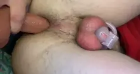 I have a gf but after I told her I want to try a real cock she’s been helping me train my ass and locked me up when she went home for thanksgiving