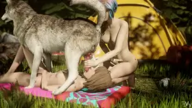 Max and Chloe playing with a wolf (Vulpeculy) [Life is Strange]