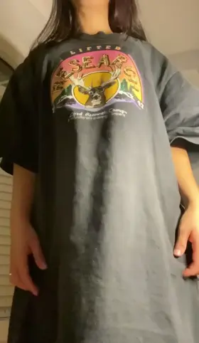 Just a petite 4’11 chick hiding under a big T 😋 OC