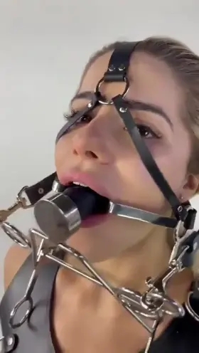 Deepthroating with a Metal Gag