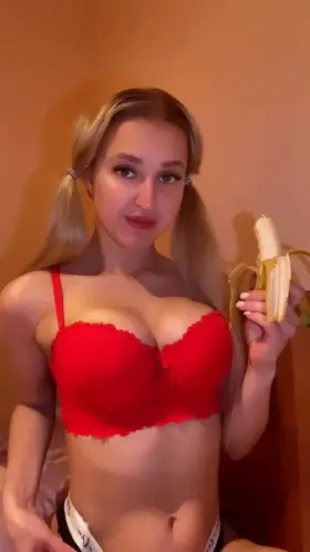 just imagine that banana was your hard dick with my ukrainian lips on it
