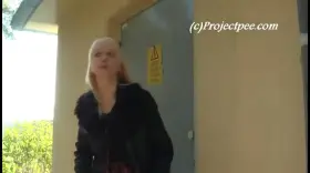 Blonde Girl Peeing in Public