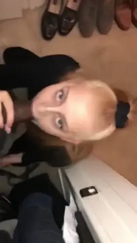 Blonde Down On Her Knees Swallowing Black Guy