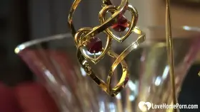 Aroused babes get naked for a lesbian session