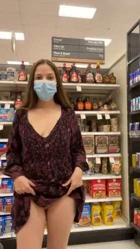 Hope me flashing my pussy in the breakfast aisle helps start your morning right