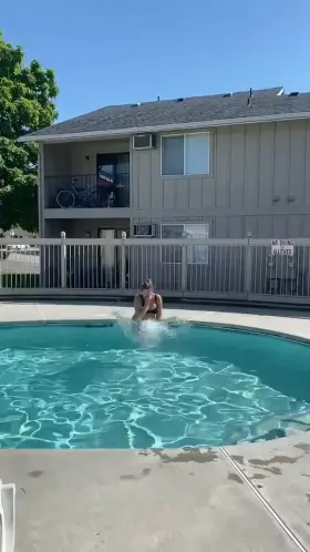 Slip up at the apartment pool