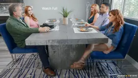 Bombshell redhead porn star foursome