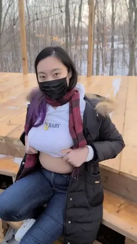 The cold won't stop me from flashing my tits