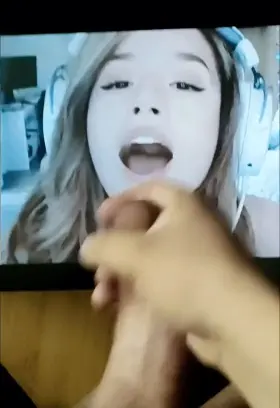 Pokimane opens her mouth for my cum