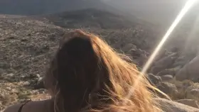 Having some fun on a desert hike.