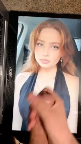 Blowing a huge load on cute redheads perfect tits