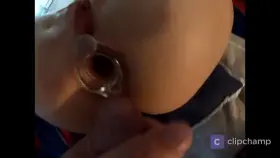 Nutting in her open butt