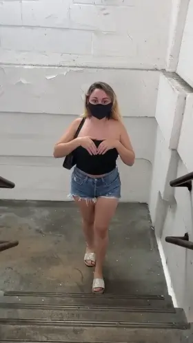 The chances of seeing boobs is higher if you take the stairs