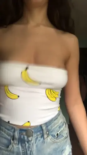 Hot boobs bouncing out banana top