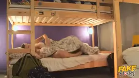 Threesome sex in a hostel