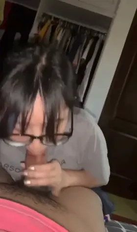 Asian ex gf blowjob, wait till the end for the titty reveal