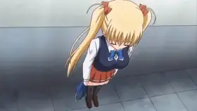 She strips out of her school clothes and into her one-piece (Oni Chichi- Rebuild – Episode 1)