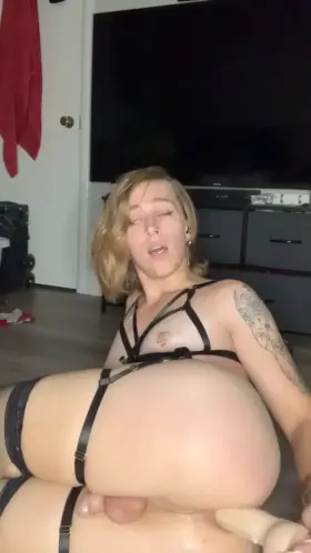 Incredibly cute tgirl fucks herself silly with a dildo