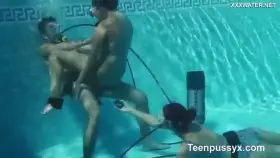 Amazing Teen Public Swimming pool hot threesome