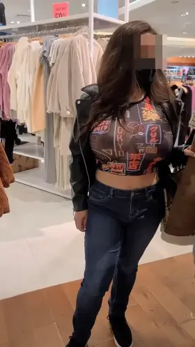 Busty mom shopping