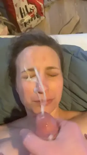 Look at the cum fly all over and cover my face.