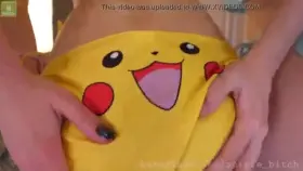 Pikachu cosplayer masturbating & fucking with a lesbian friend