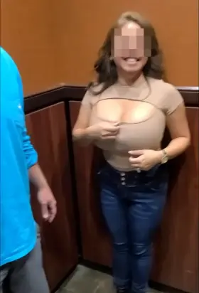 Wife Allowing a Hotel Bar Stranger Lick and Suck Her Titties