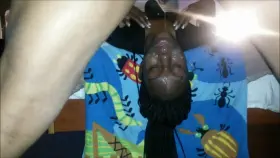 Messy ebony slut gets facefucked and swallows