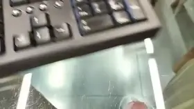Rubbing my uncut cock on a glass desk - Amazing gliding action!