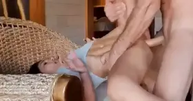 Big orgasm in a suspended position