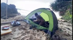 Having fun while cooking today's catch