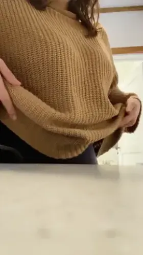 This sweater properly hides the goods 😉