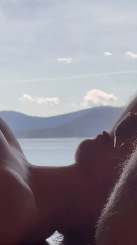 Just like the slut she is. Enjoying the cum more than the view