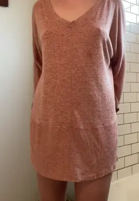 An oversized sweater covers a lot. On or off?