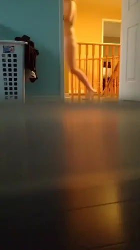 My sister walking by after her shower