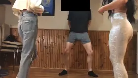 Accurate ball kicks from 18y|o Sara in leggings