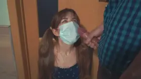 Finishing on her mask (Nice Foxy)