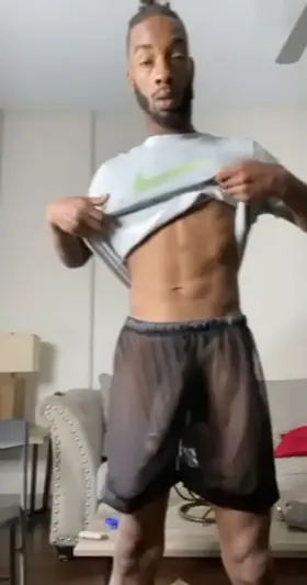 Couldn't even hide all that DICK in them see through shorts...😋