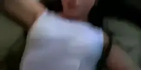 Brunette white tank top & panties