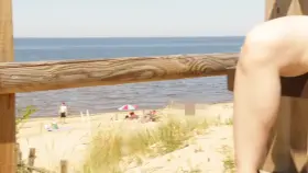 Showing Pussy At The Beach