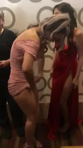 Giving her friend her panties, that's what true friends are for