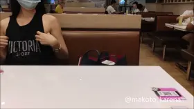Flashing my small boobs and taking my shirt off in a busy restaurant