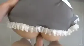 Babe in maid uniform gets pounded from behind POV