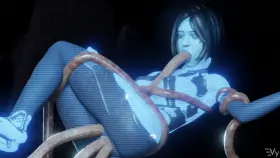 Cortana captured by tentacles (Vulpeculy)