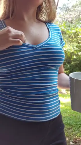 Tits always make Monday morning coffee taste better