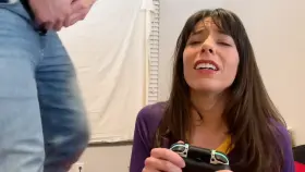 Cheerleader Tries Video Game... Step Bro Cums On Her Face